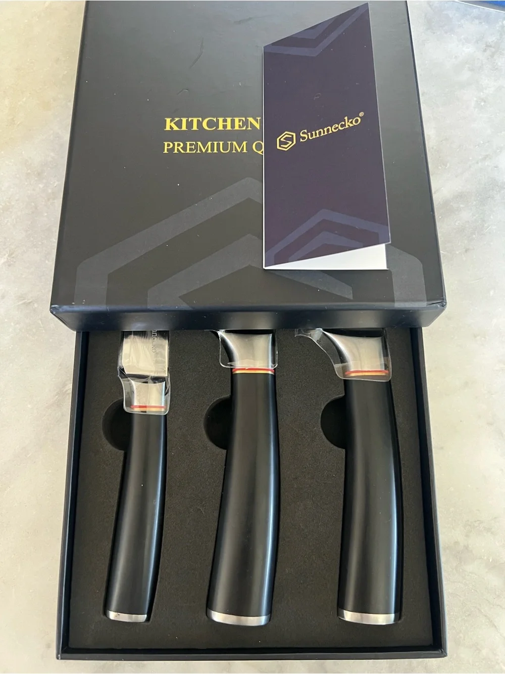 Sunnecko 3-Piece Kitchen Utensils Set - Black Handles BRAND NEW